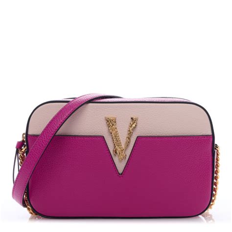 versace small camera bag grainy calf|VERSACE Grainy Calfskin Virtus Small Camera Bag Purple .